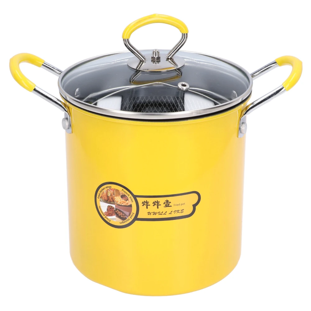 3L Mini Deep Fryer Pot Stainless Steel Japanese Frying Pot with Oil Filter Rack Lid for Home Kitchen