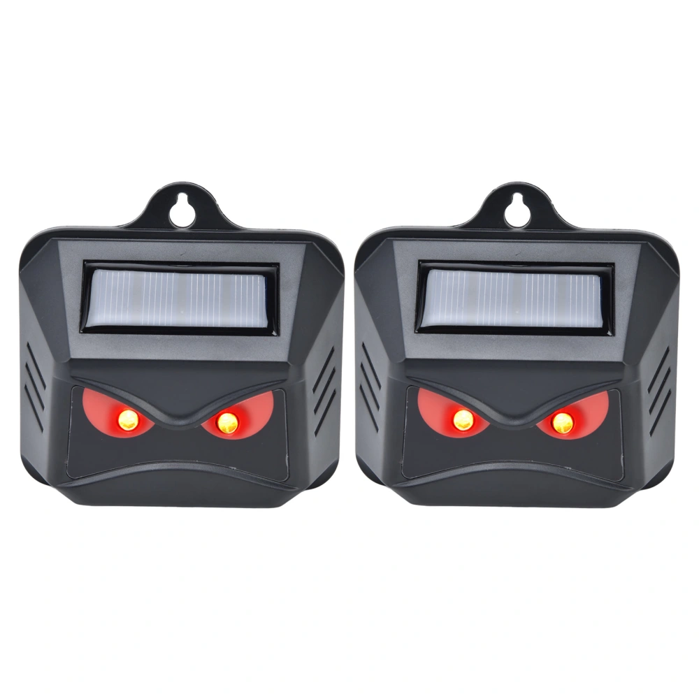 2pcs Animal Repeller Red LED Strobe Lights Waterproof Design Solar Automatic Charging ABS Housing Black Deterrent Tool