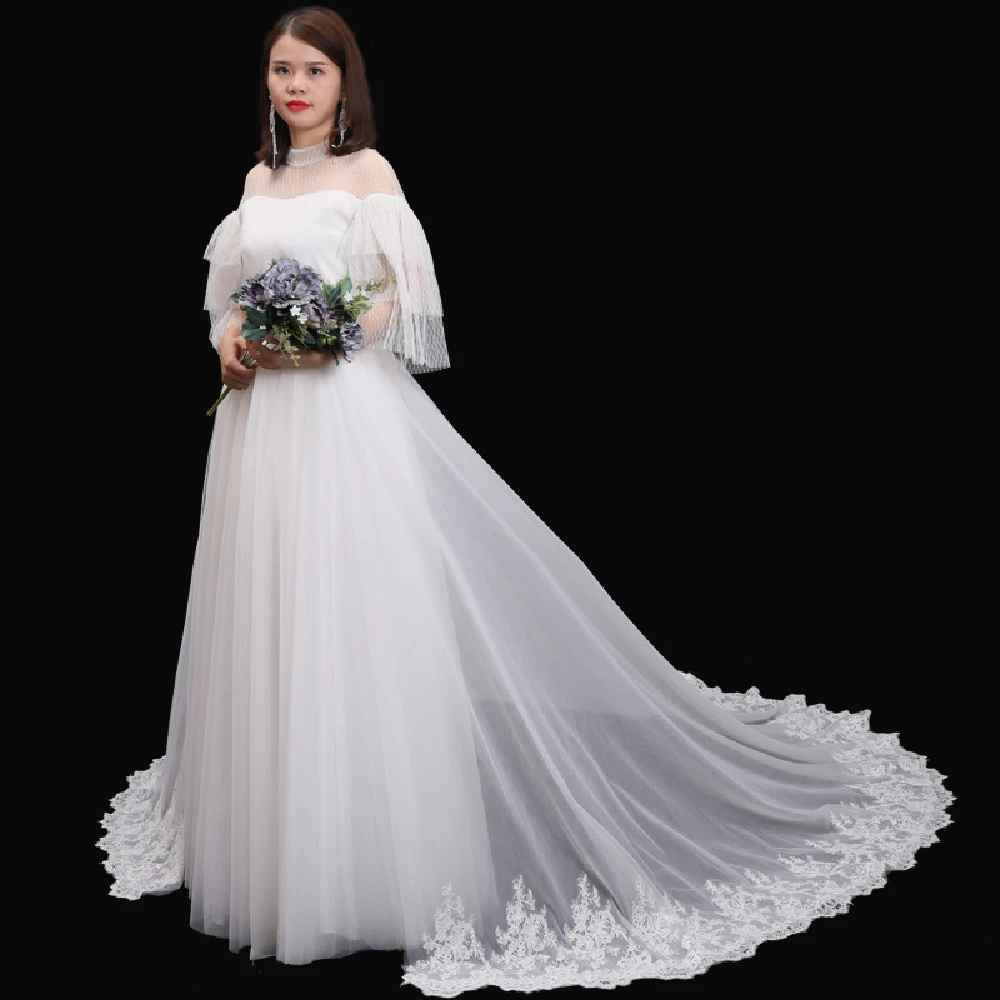 New Wedding Dress Detachable Tail