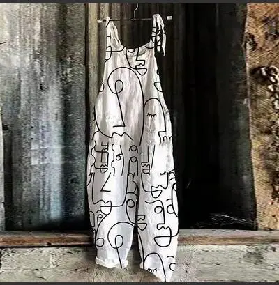 Sweet Little Print Retro Wide-leg Women's Jumpsuit