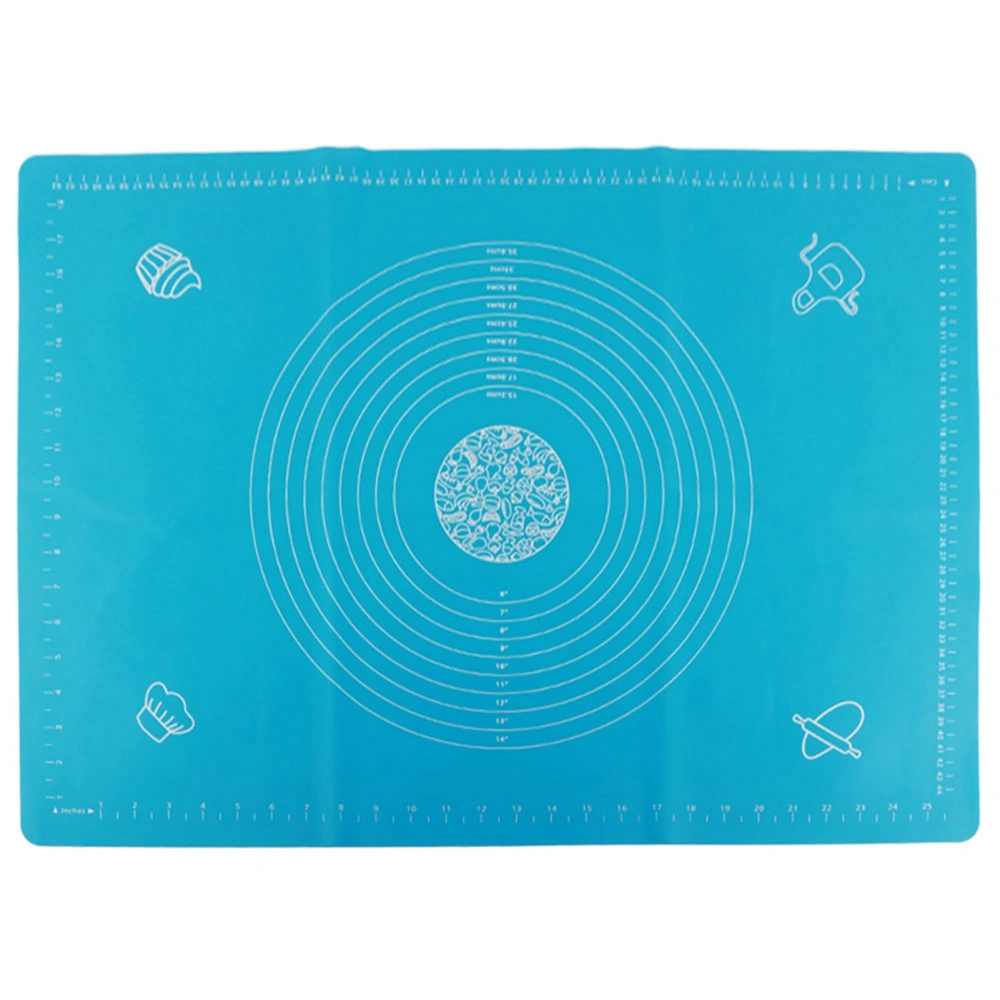 Silicone Non-Stick Rolling Kneading Dough Pad Mat with Scales Kitchen Baking Accessories(Blue 50x70cm)