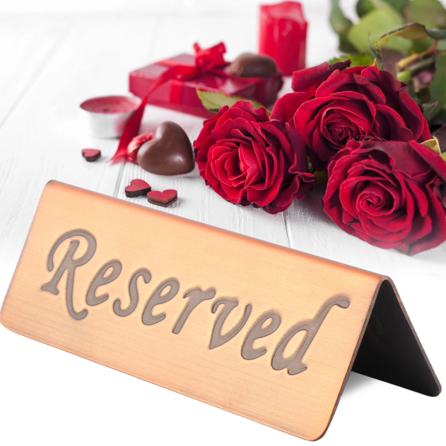 Stainless Steel Double Side Food Service Reserved Table Sign for Restaurant Bar Pub