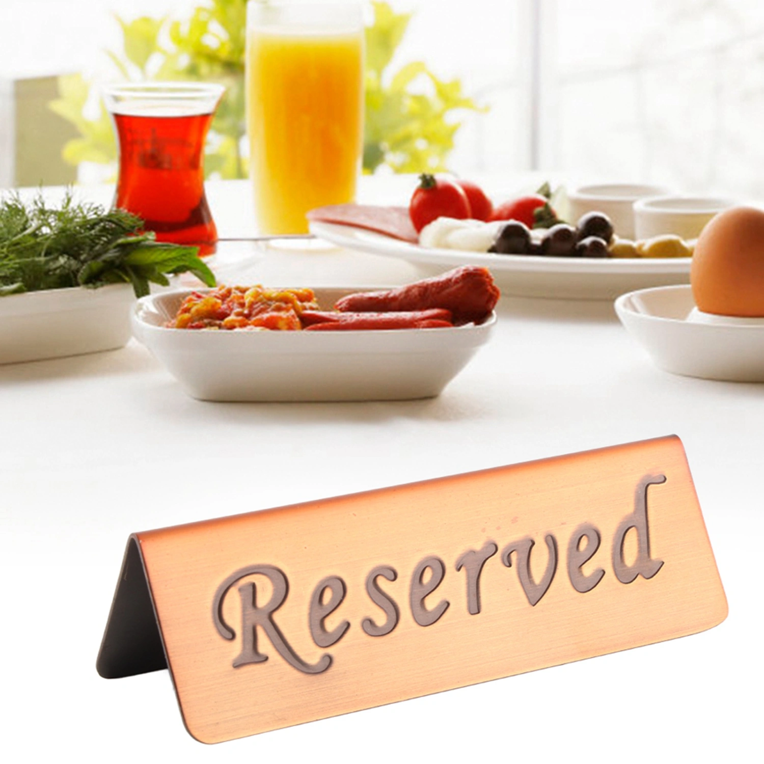 Stainless Steel Double Side Food Service Reserved Table Sign for Restaurant Bar Pub
