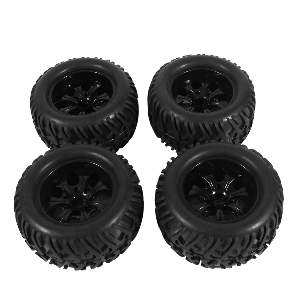 New 4Pcs Black  Rubber Sponge Tires & Wheel Rims For HSP 1:10  Bigfoot Truck