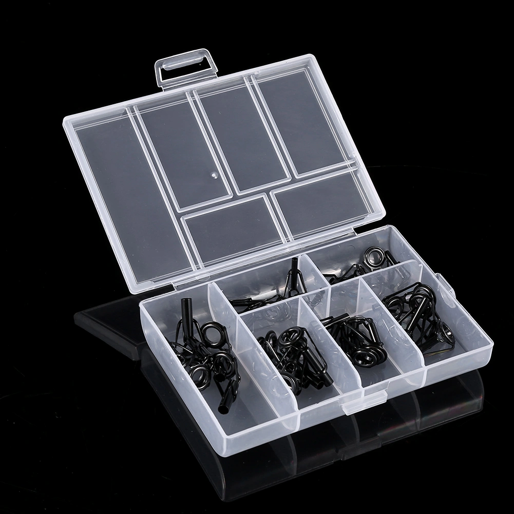 30pcs Fishing Rod Mix Sized Stainless Steel & Ceramics Tip Line Guides Rings