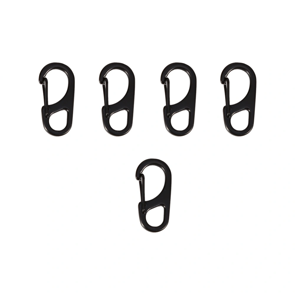 5PCS EDC Useful Metal Alloy Durable Quick Release Clip Key Ring Keychain Carabiner(black)