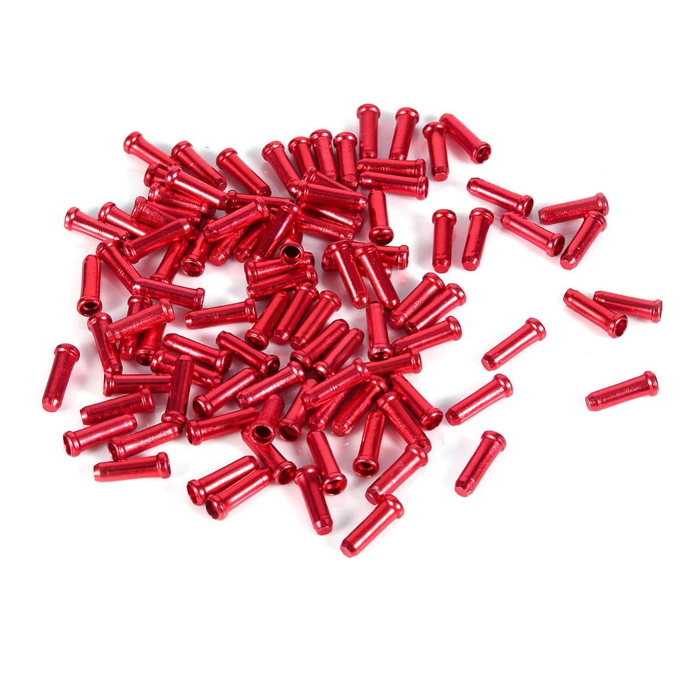 100PCS 2.5MM Aluminum Alloy Anodized Color Brake Cable Cap Cable Tips End Cap(Red)