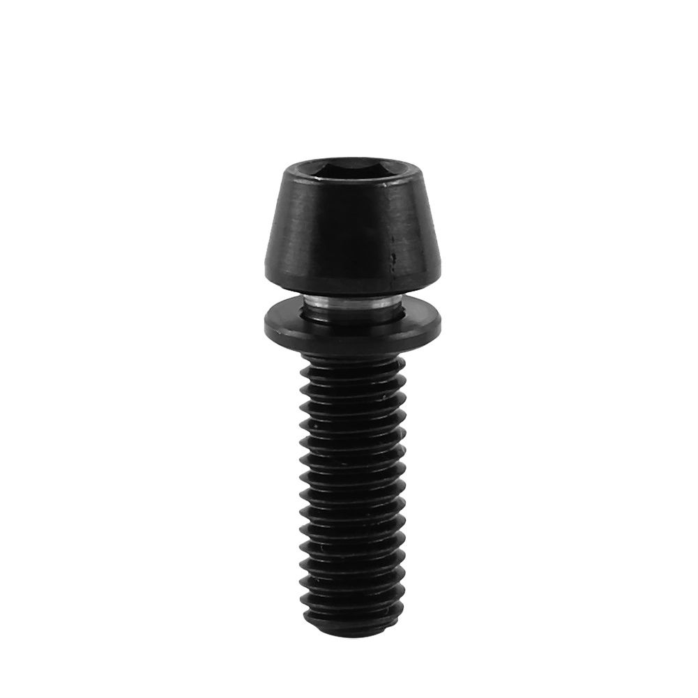 Titanium Alloy Bicycle Titanium Head Bolt Taper With Washer For Mountain Bike(black/M6x16)