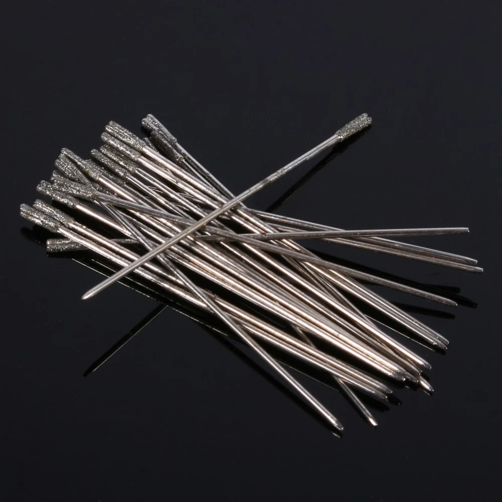 20pcs 1mm Diamond Coated Lapidary Drill Bits Solid Bits Needle for Jewelry Agate