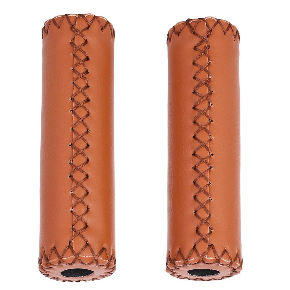 1 Pair of Retro Handle Bar Grips Artificial Leather Bike Handle Grips(Brown)