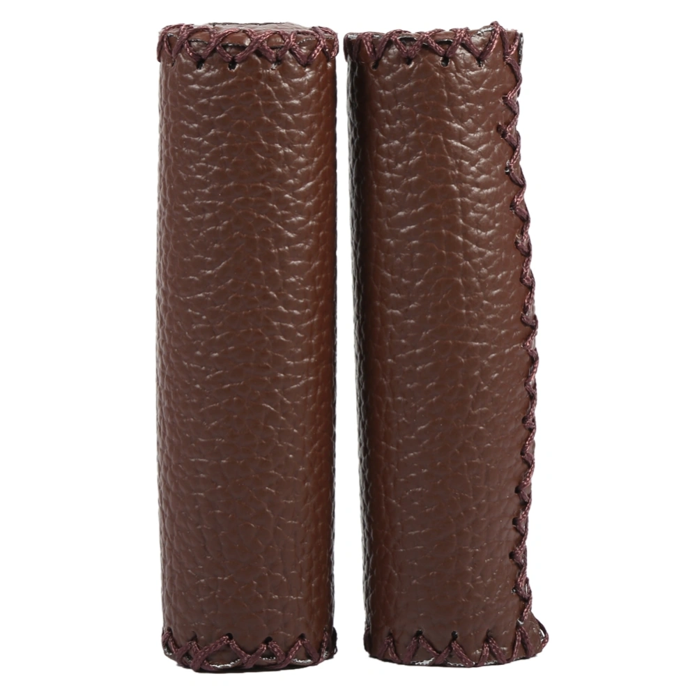 1 Pair of Leather Handlebar Grips Bicycle Retro Leather Handle Grips(Coffee)