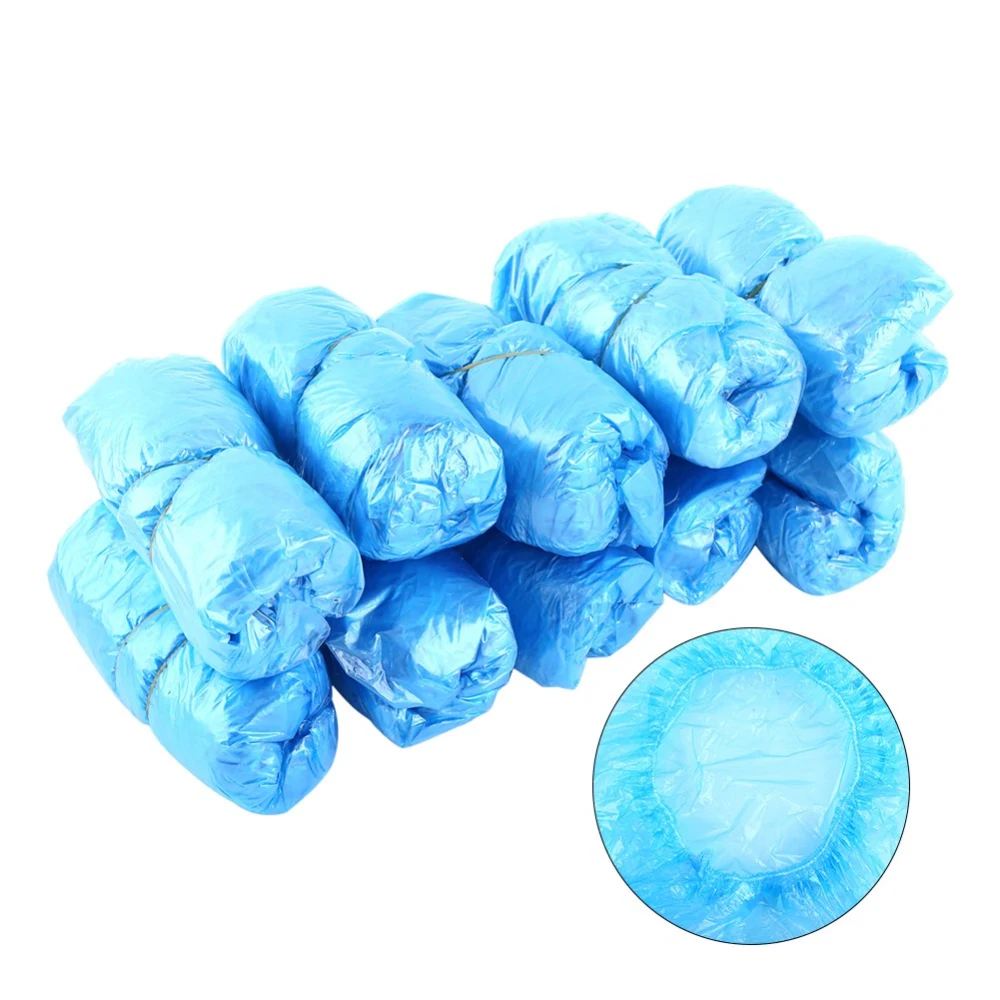 Disposable Plastic  Anti Slip Shoe Cover Overshoes Protector 100pcs/Package（Blue）