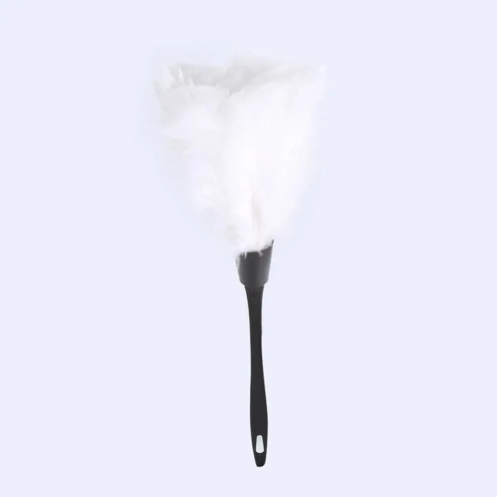 Soft Turkey Feather Duster Brush With Black Handle Home Furniture Car Cleaning Tools (White)