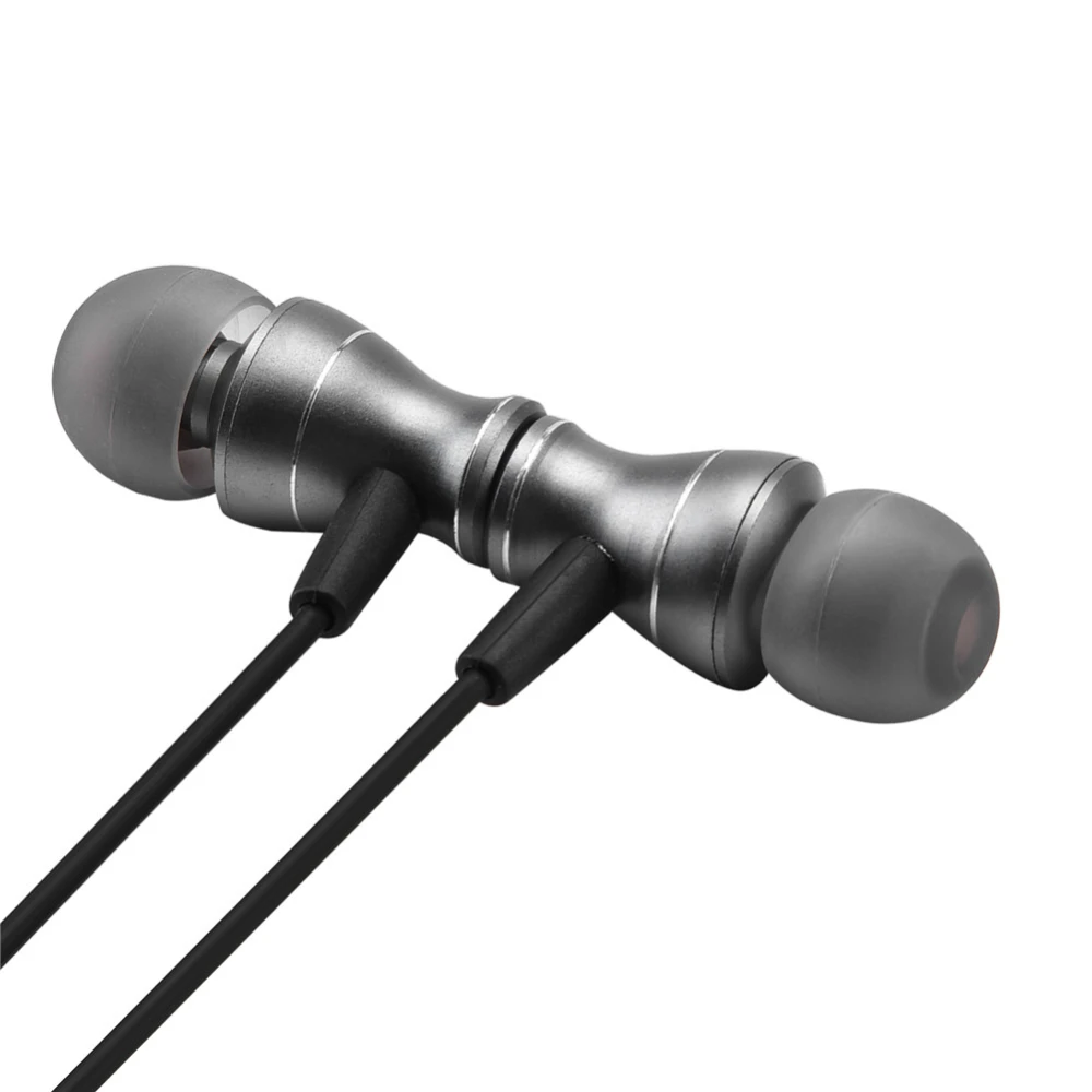 Magnetic Noise Reduction Earphones In-ear Headphone 3.5mm HIFI Headset With Mic Gray