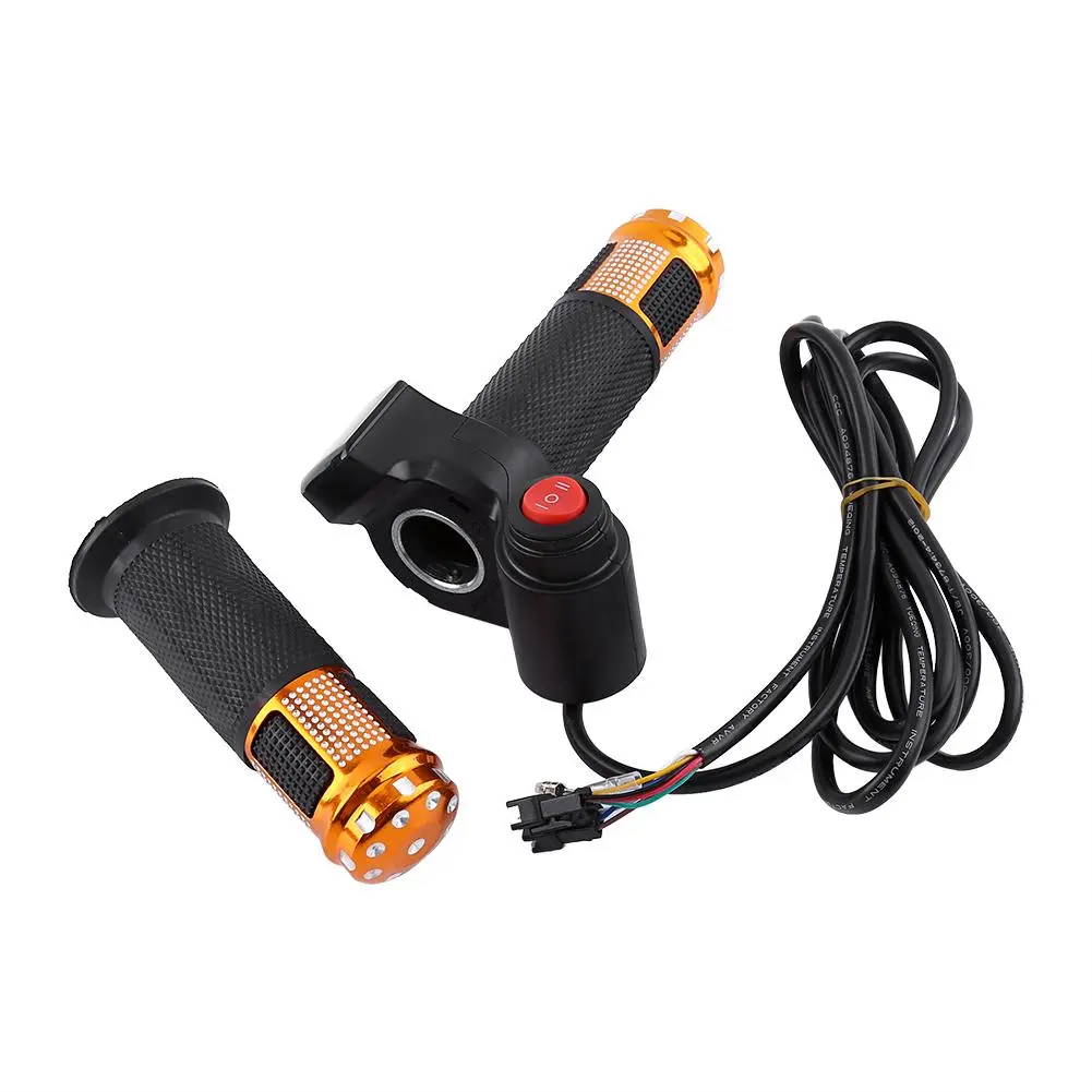 Twist Throttle Grips With LED Display Screen Accelerator Handle For Electric Bike(golden)