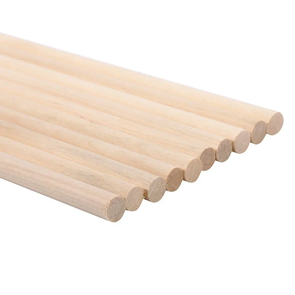 10pcs DIY Wooden Arts Craft Sticks Dowels Pole Rods Sweet Trees Wood Tool 0.8CM*30CM
