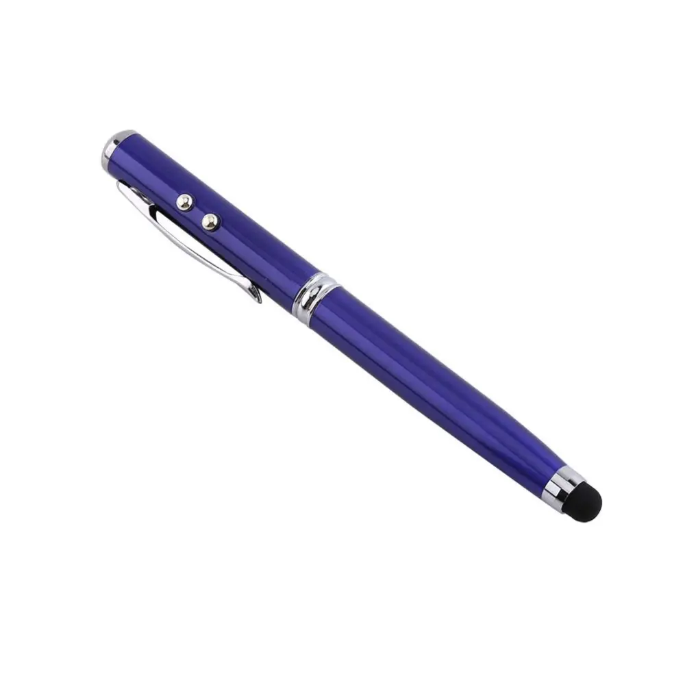 4 in 1 Touch Screen Capacitive Ballpoint Pens With Laser Pointer And LED Light For Tablet Blue