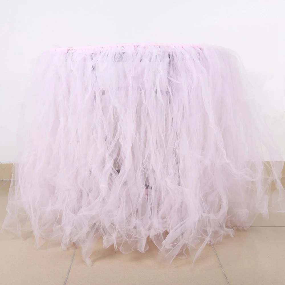 Beautiful Tulle Table Skirt For Wedding Birthday Baby Shower Party Decoration(Pink)