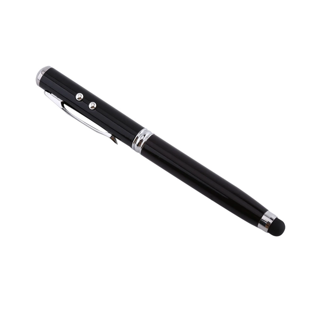 4 in 1 Touch Screen Capacitive Ballpoint Pens With Laser Pointer And LED Light For Tablet Black