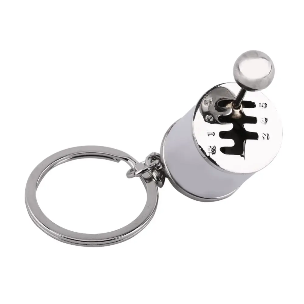 Gear Shifter Model Keychain Keyring Auto Part Shaped Metal Alloy Key Rings(Silver)