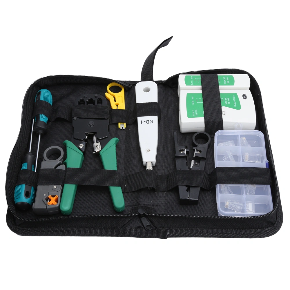 RJ45 RJ11 Crimper Cable Tester Cutter Punch Tool Screwdriver Network Kit Set