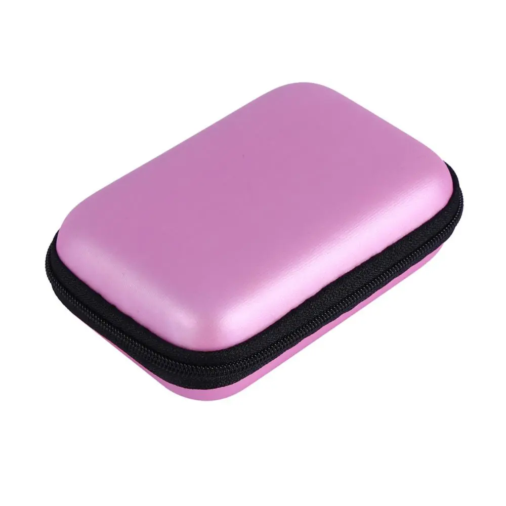 Mini EVA Earphone Cable Bag Hard Charging USB Cable Case Protective Organizer Box Pink