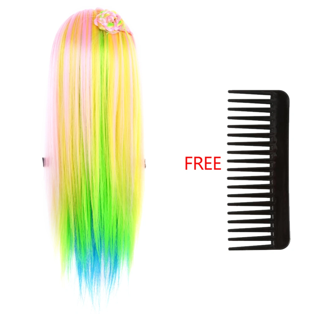 26'' Colorful Cosmetology Hair Style Training Practice Braiding Head Doll(#5 Pink & Multicolor)