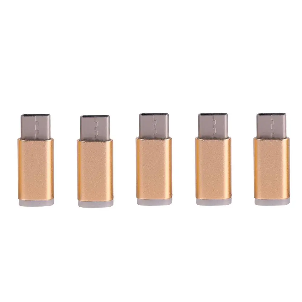 5pcs Micro USB Female to USB 3.1 Type C Male Adapter Charger Converter Connector Gold