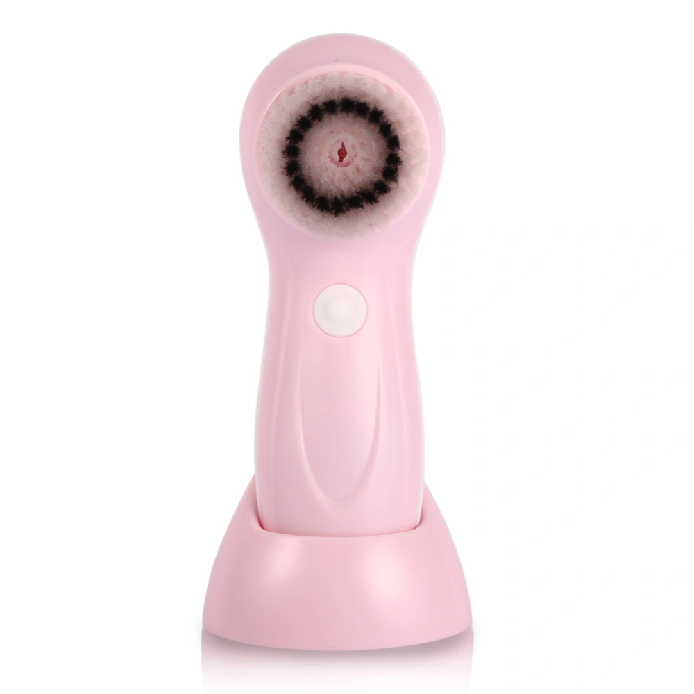 Fashion USB Rechargeable Electric Rotating Facial Cleansing Brush Skin Care Face Cleaner (Pink）