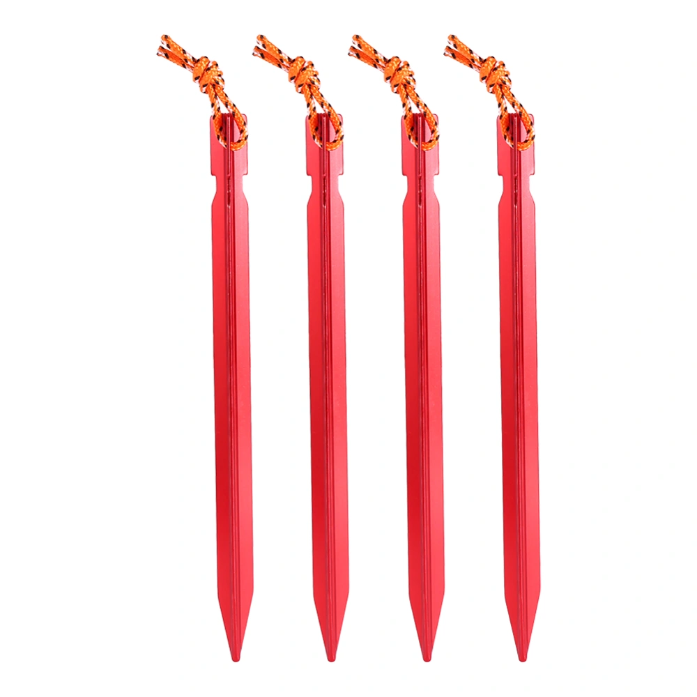 4PCS/Pack 18CM Aluminium Alloy Wind Rope Anchor Tent Stakes Peg Ground Nail(Red)