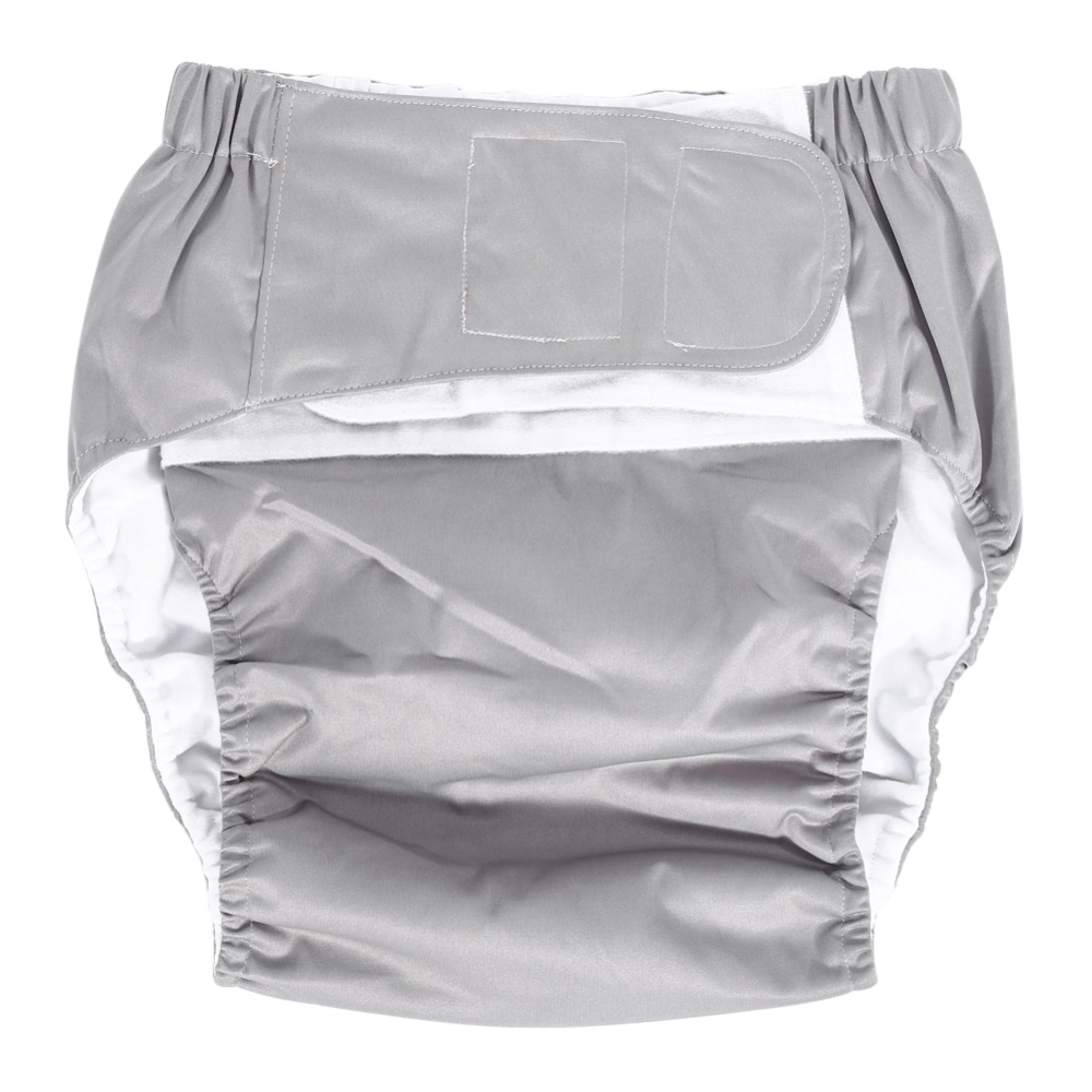 New Adult Washable Adjuatable Incontinent Care Cloth Diaper Breathable Nappy Pants(Gray)