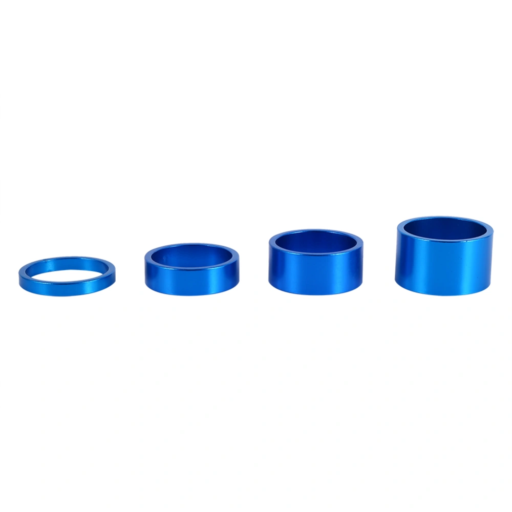 4Pcs/Set 5mm/10mm/15mm/20mm Aluminum Alloy Headset Spacer Bike Front Stem Fork Washer (Blue)