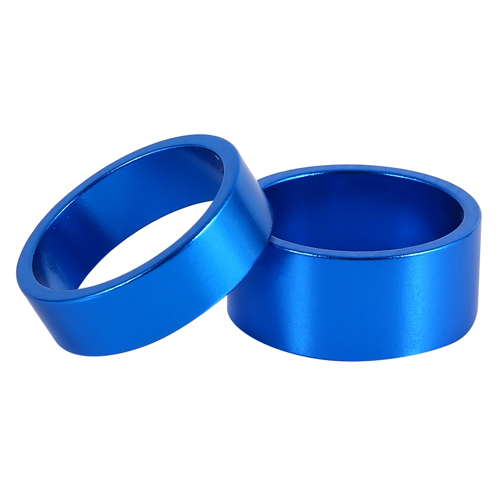 4Pcs/Set 5mm/10mm/15mm/20mm Aluminum Alloy Headset Spacer Bike Front Stem Fork Washer (Blue)