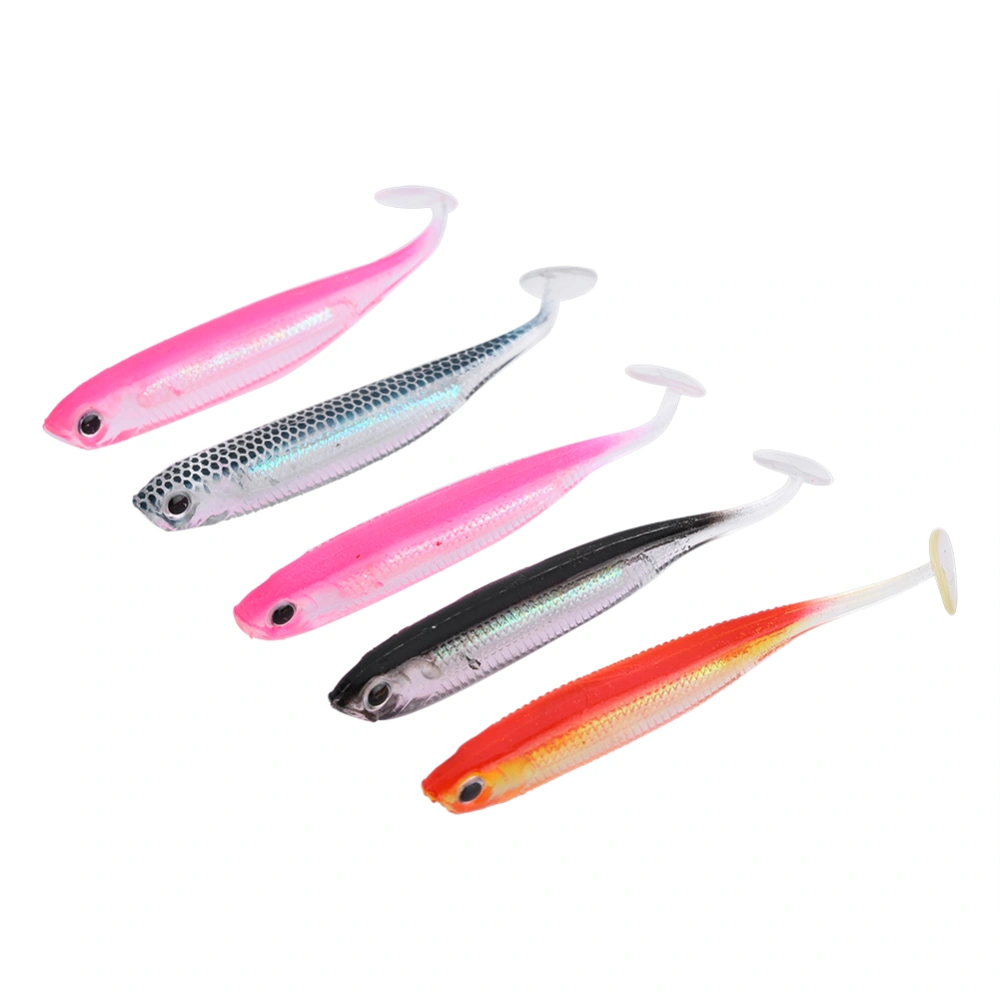 5pcs Plastic Life-like T Tail Paddle Soft Fishing Bait Fish Lure (2 pink+1 for the other)