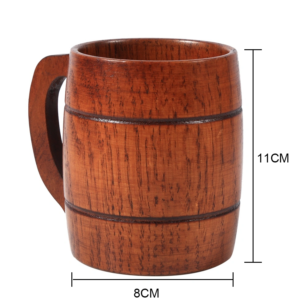1Pc Practical Wooden Beer Milk Coffee Tea Mug Handmade Home Bar Drinking Cup With Handle