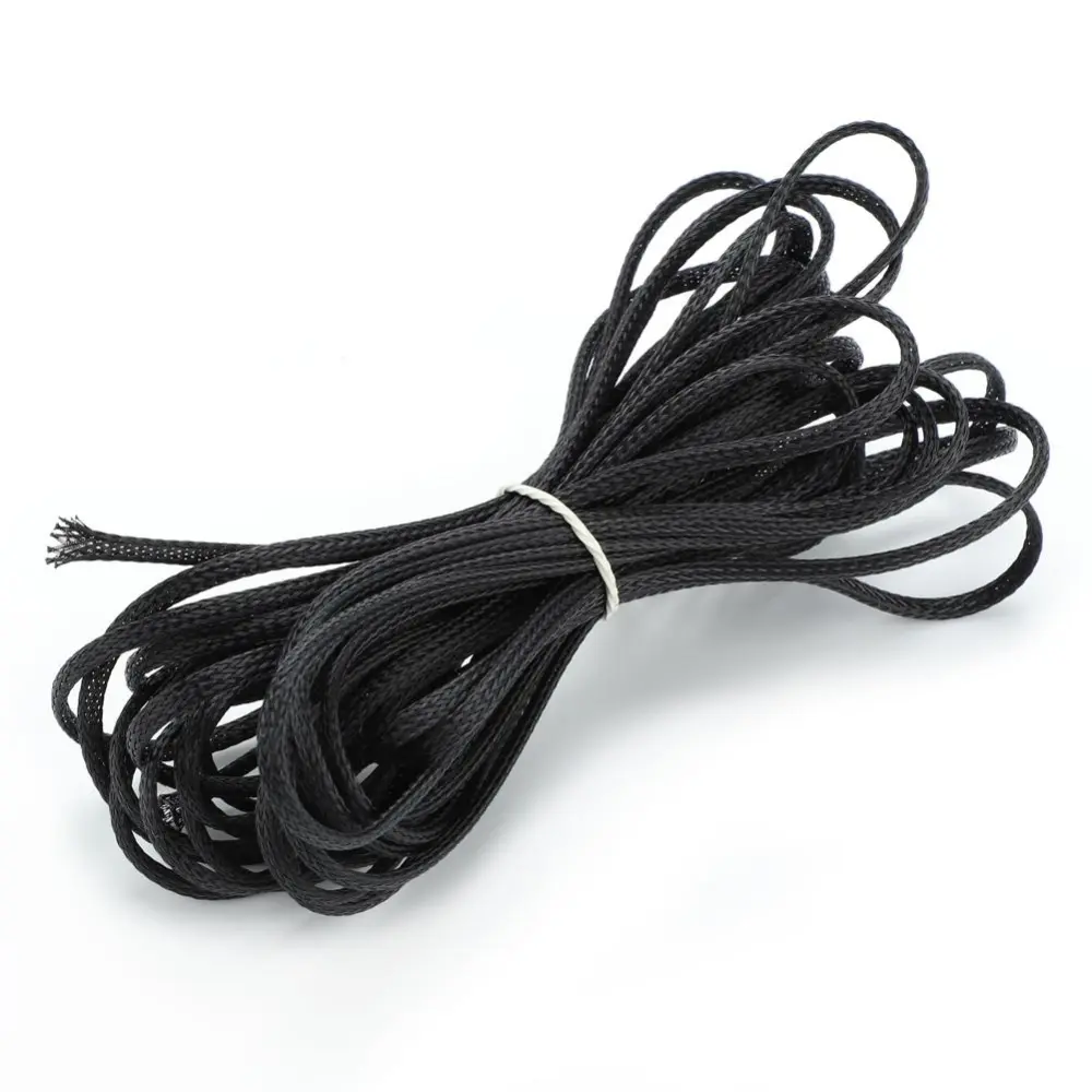 Black 4mm Expandable Braided PET Sleeving Cable High Densely 10m