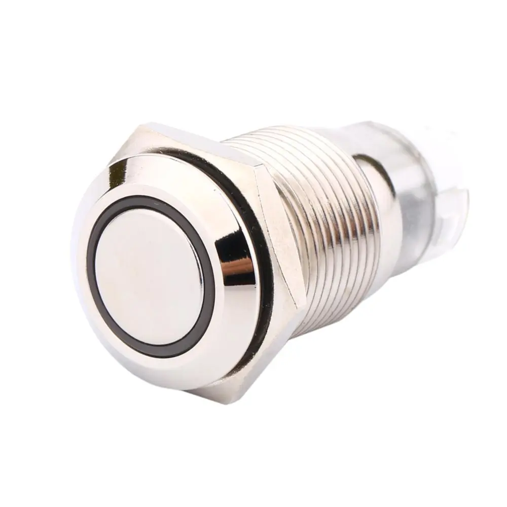 Auto 16mm 1NO 1NC Connection 12V Metal LED Toggle Switch Latching Push Button LJ