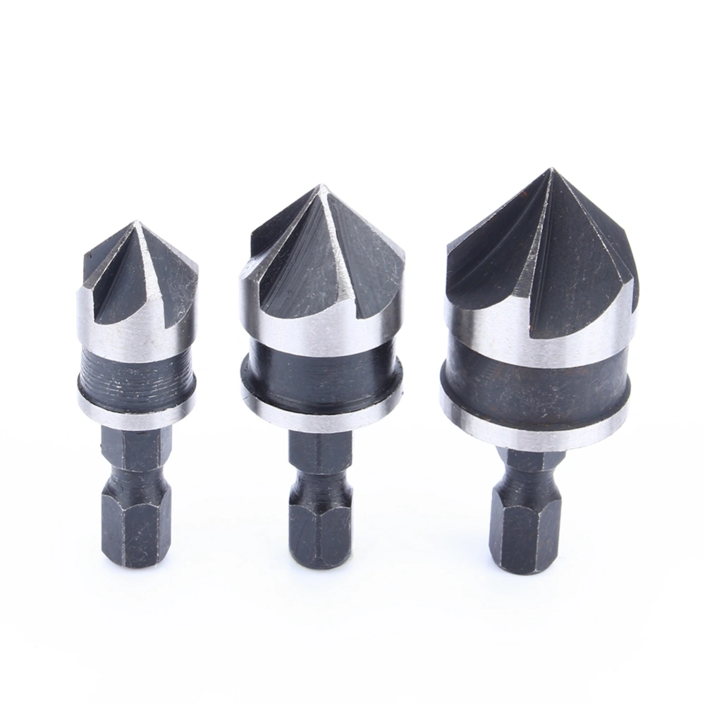 3pc 1/4" Hex 12/16/19mm Countersink Bore Set for Wood Metal Quick Change Bit