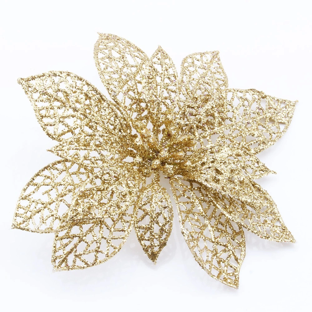 Hollow Glitter Flower Hanging Christmas Tree DIY Decor Ornament Wedding Home(Gold)