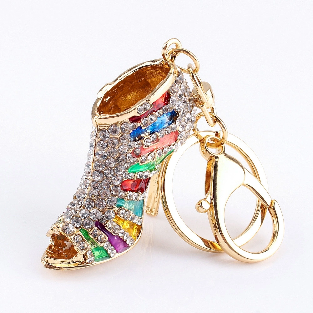 Unique Shape Rhinestone Crystal Keyring Charm Pendant Purse Key Ring Keychain