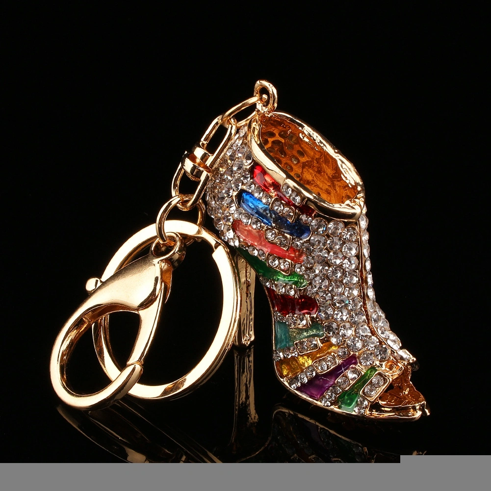 Unique Shape Rhinestone Crystal Keyring Charm Pendant Purse Key Ring Keychain