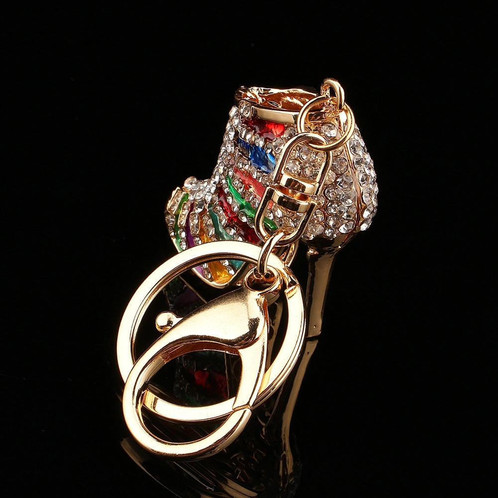 Unique Shape Rhinestone Crystal Keyring Charm Pendant Purse Key Ring Keychain
