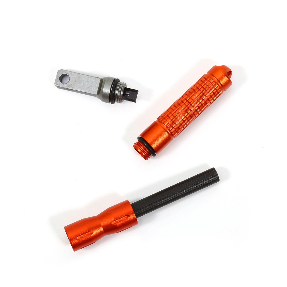 outdoor Survival Camp EDC Alloy Waterproof Magnesium flint stone CNC gear pocket (Orange)