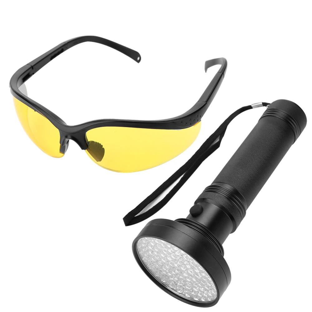 UV Flashlight Pet Stain Urine Detector Bright 100 LEDs Blacklight Torch with UV Sunglasses for