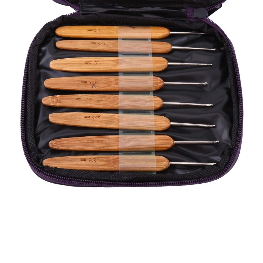 Bamboo Crochet Hooks Needles Knit Weave Craft Yarn Sewing Knitting Tools with Case