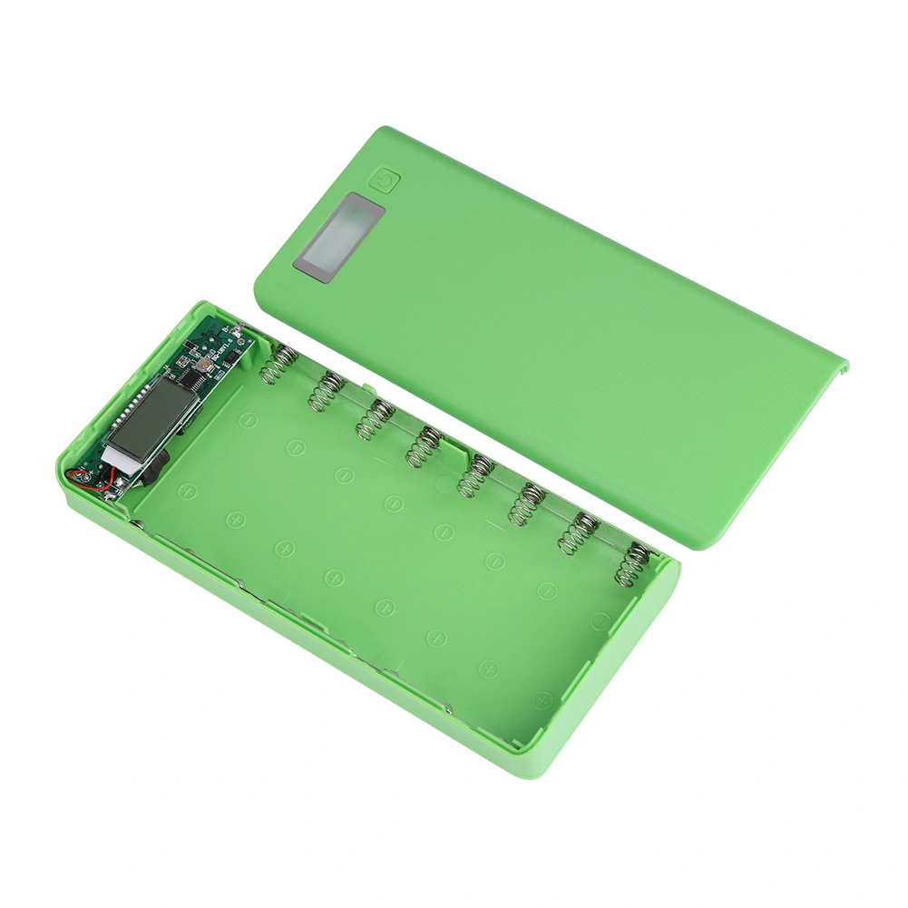8x18650 Battery Power Bank Shell Case Box Dual USB Ports LCD Display Green
