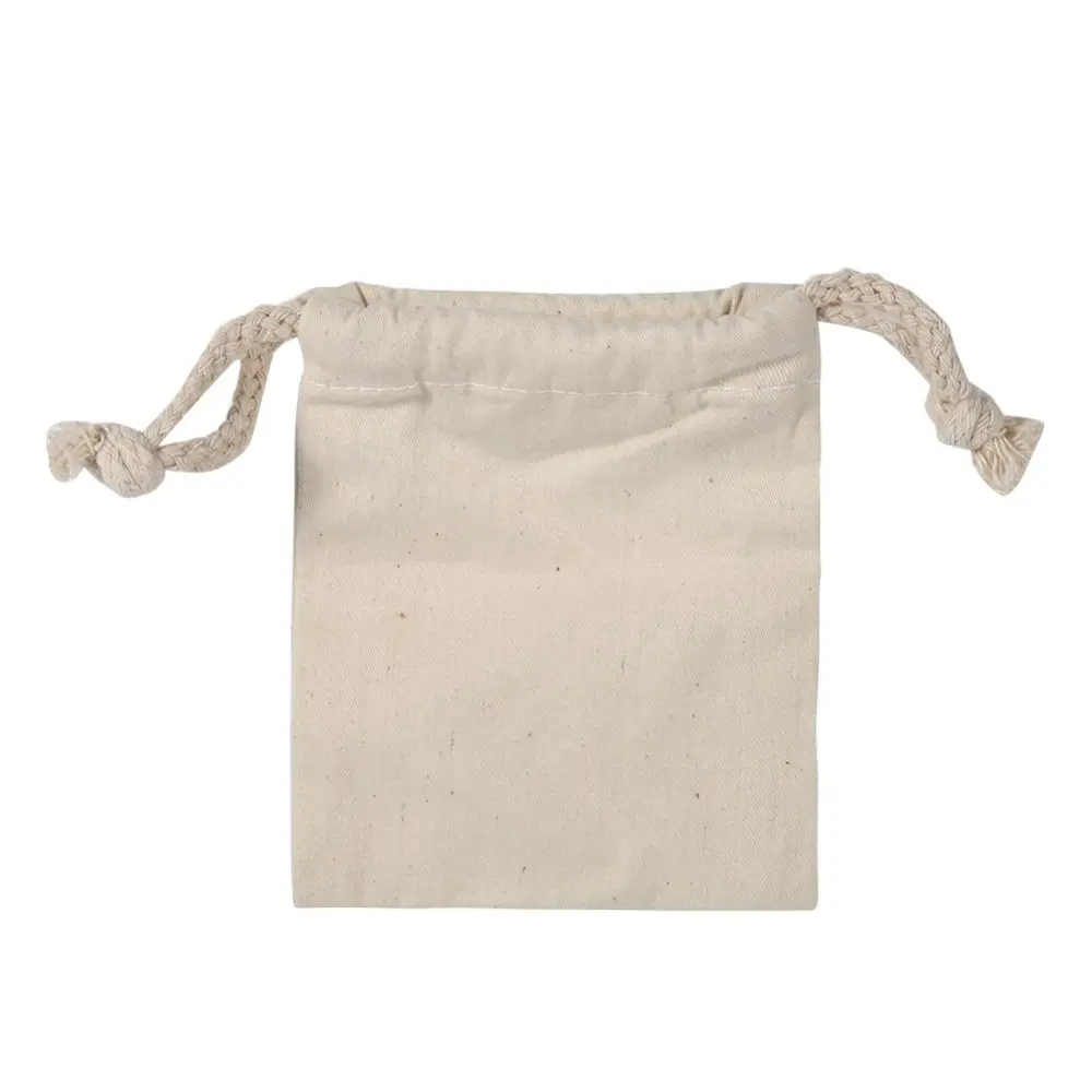 Household Plain Cotton Drawstring Storage Laundry Sack Stuff Bag for Travel Home Use 10 * 12CM