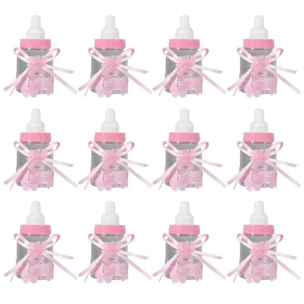 Candy Chocolate Bottles Box For Baby Shower Party Favors Gifts Decorations (12pcs Pink)