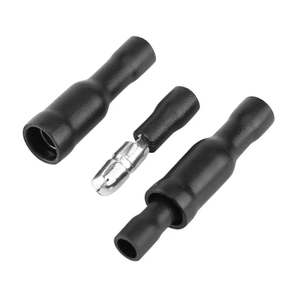 50pcs Female and Male Insulated Electric Connector Crimp Bullet Terminal for 22-16 AWG (Black)