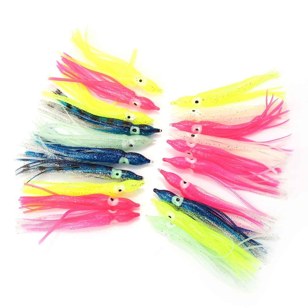 20pcs New Useful Mixed Color Squid Skirt Saltwater Soft Sea Fishing Lures(10cm)